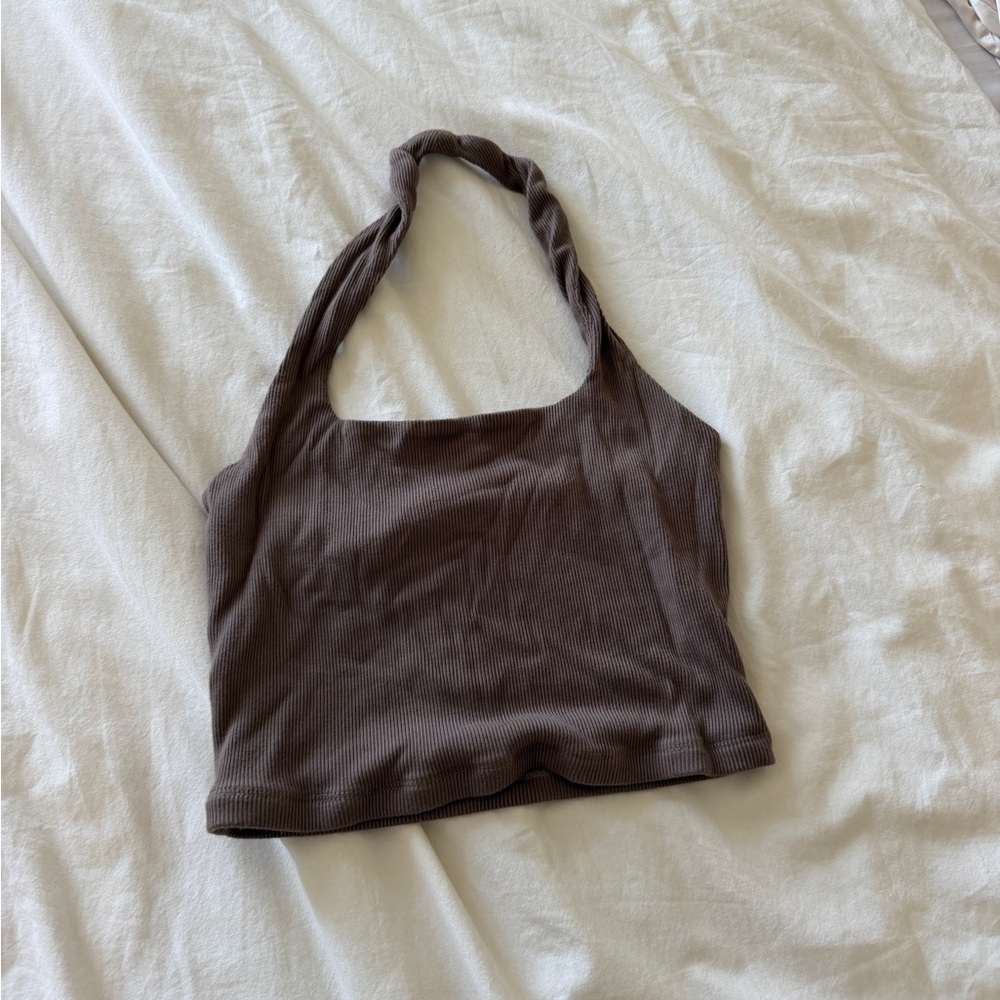 Ribbed Halter Top - Brown